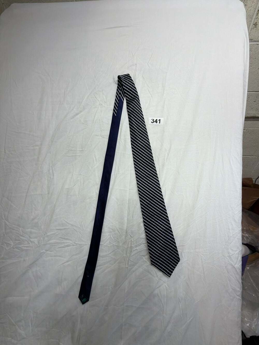 Tommy Hilfiger Black and Blue Striped Silk Necktie